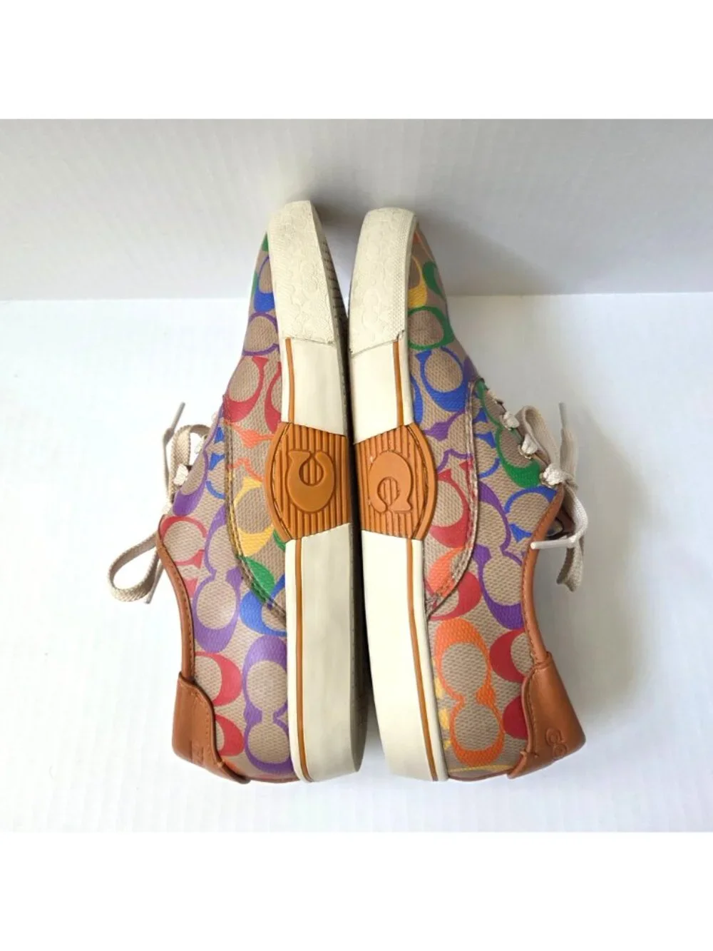 Coach Shoes Womens 7.5 Citysole Skate Sneakers Rainbow Signature Logo Canvas